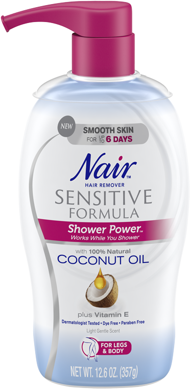 Infused With 100% Natural Coconut Oil And Vitamin E - Nair Hair Removal Coconut Oil (414x780), Png Download