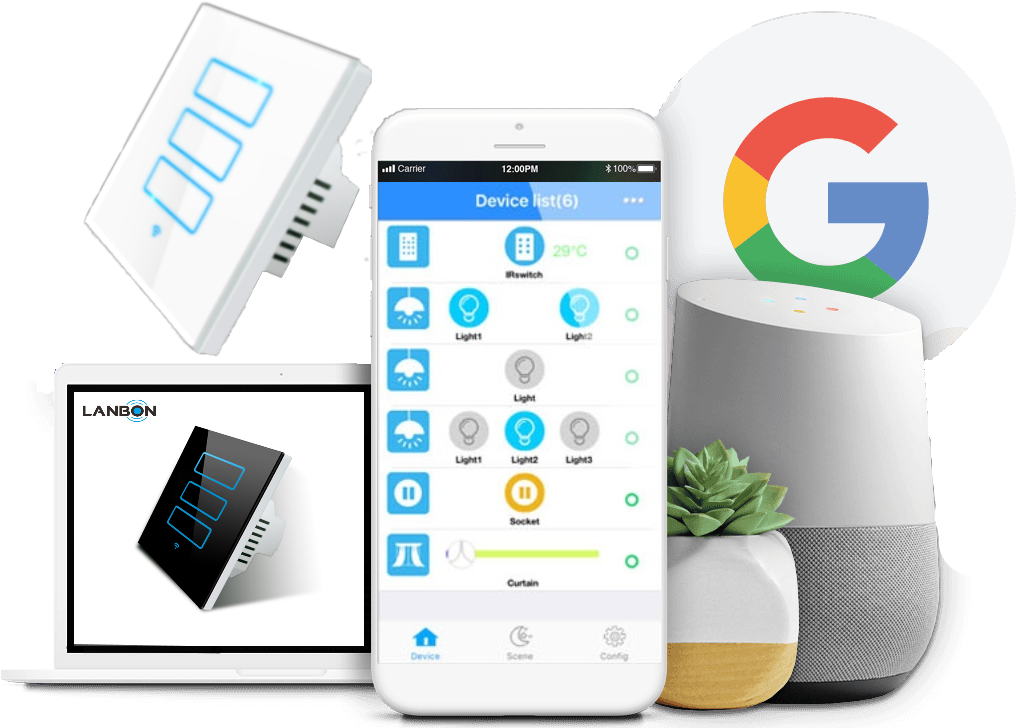 Compatible With Amazon Alexa Lanbon Smart Touch Switches - Iphone (1020x1000), Png Download