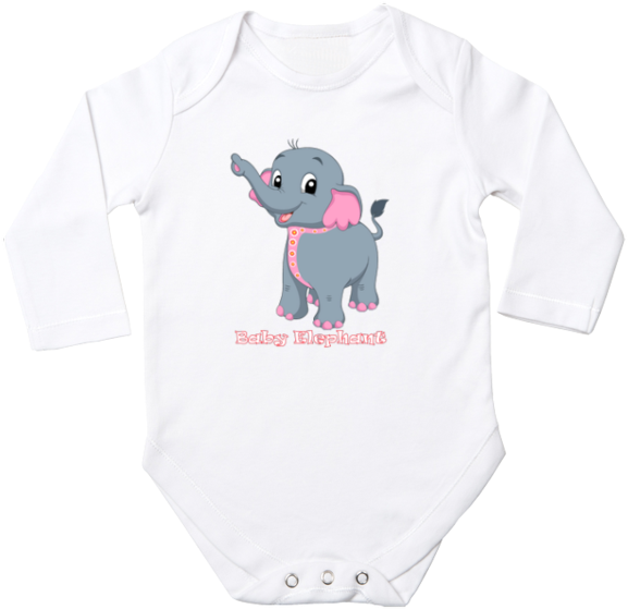 Baby Elephant Long Sleeve Baby Bodysuit - Hippopotamus (600x600), Png Download