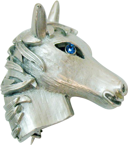 Rare Unsigned Crown Trifari Vintage Figural Horse Head - Horse (598x598), Png Download
