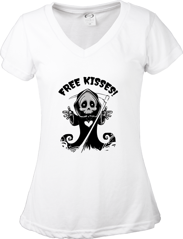 Free Kisses T-shirt - Niedlicher Grimmiger Sensenmann Halloween Keramik Ornament (800x800), Png Download