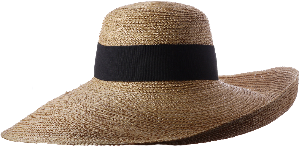 Natural Milan Hat With Large Up-brim And Black Grosgrain - Costume Hat (1100x825), Png Download