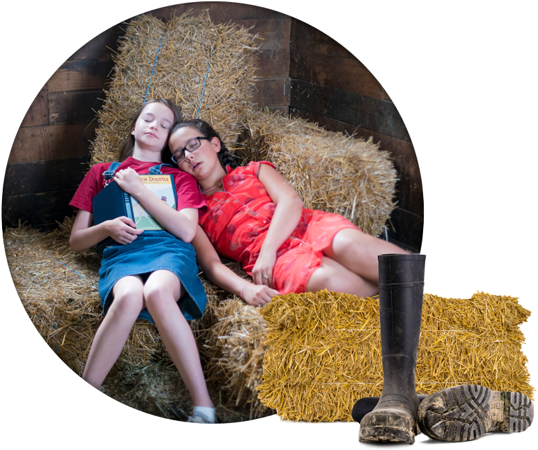 Two Girls Napping On Bales Of Hay - Pony Sitters Club (800x686), Png Download