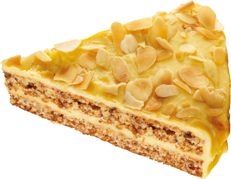 Almondy Slice - Cake Slice Top Png (760x590), Png Download