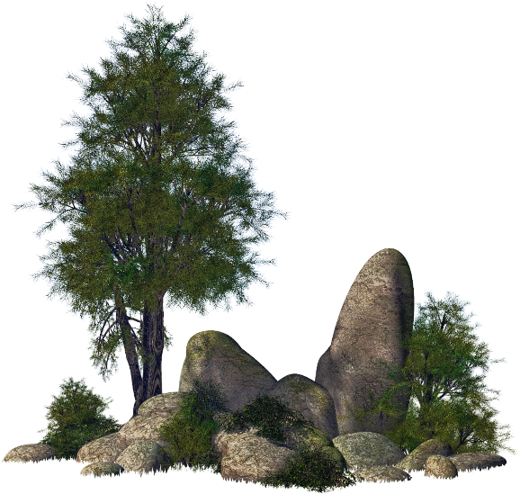 Ftestickers Landscape Trees Rocks Stones - 3d Rocks Png (1024x1024), Png Download