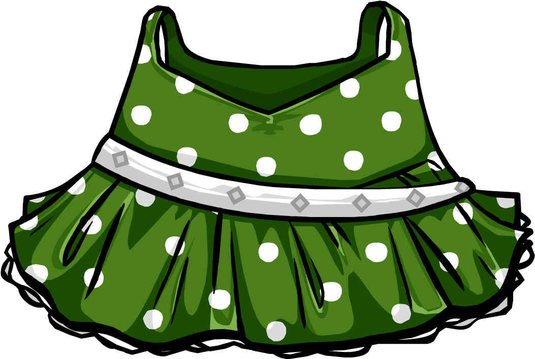 Green Polka-dot Dress - Dresses Club Penguin (1089x716), Png Download