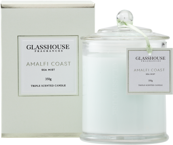 Glasshouse Fragrances Candle Amalfi Coast Sea Mist - Glasshouse Triple Scented Candle - Amalfi Coast (sea (832x750), Png Download