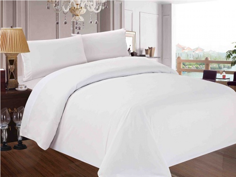 Hotel Bed Set In White Colour Rigid And Firm Tissue - 3 Piece Full Size Queen Luxury Duvet Cover Double Brushed (1024x600), Png Download