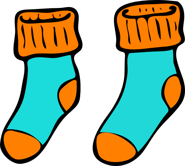 Turquoise Orange Sock Clip Art - Socks Clipart (600x539), Png Download
