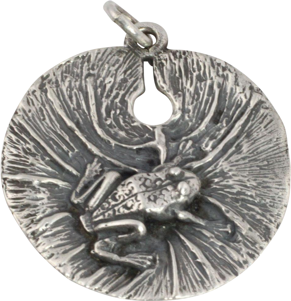Retired Sterling Silver Frog On Lily Pad Pendant By - Locket (976x976), Png Download
