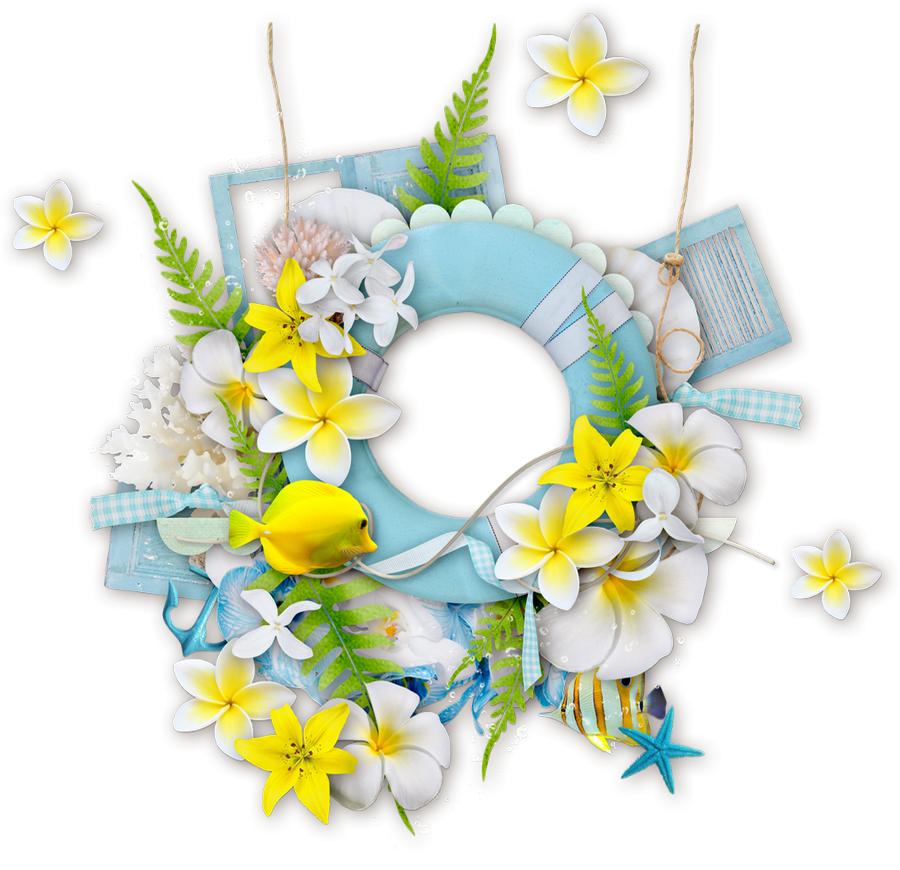 Portable Wreath Frames Design Sea Graphics Floral - Vacances Mer Plage Cadre Avec Fond Transparent (900x870), Png Download
