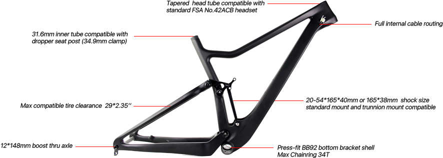 Cmtb-full Suspension Boost 29er Carbon Mtb Frameset - Full Suspension Chinese Frame (936x400), Png Download
