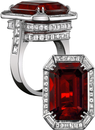 Robert Procop Important Gem Collection 11ct Ruby Diamonds - Red Emerald Cut Sterling Silver Ring Jewelry Gift Anniversary (562x600), Png Download
