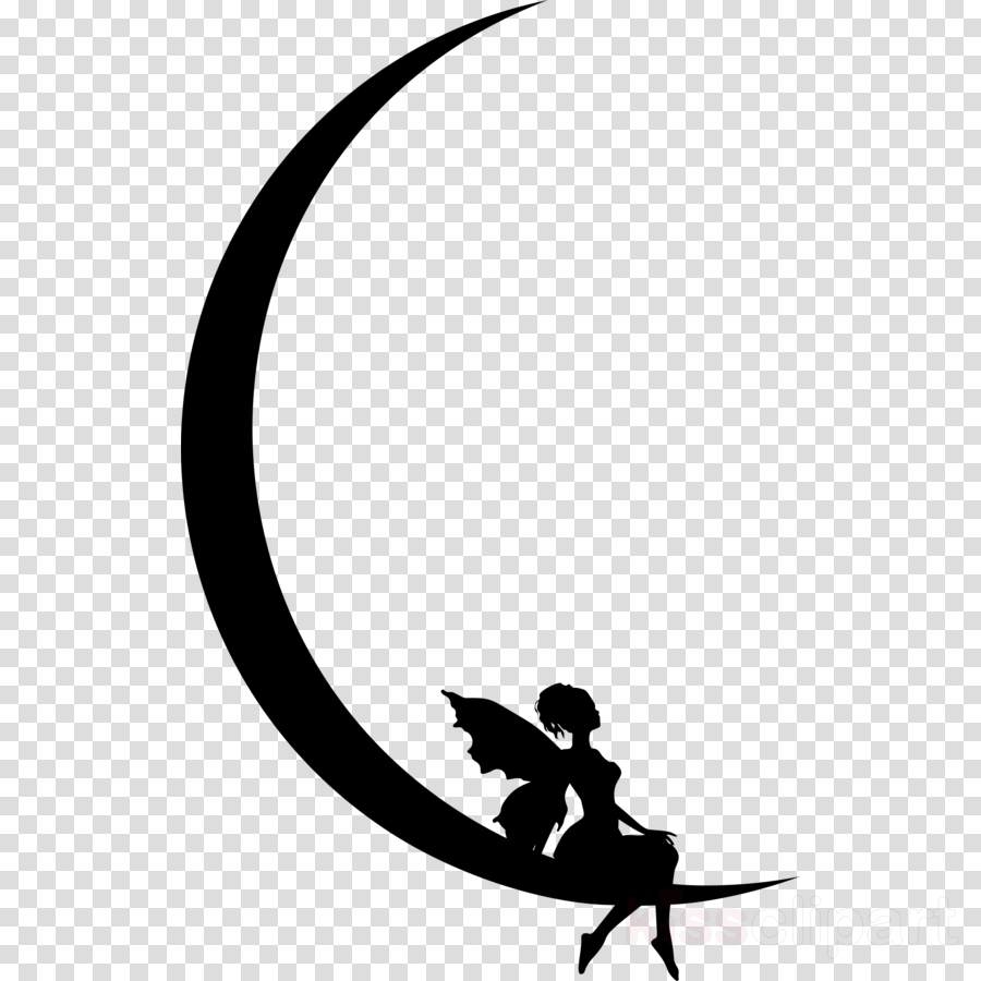 Fairy Moon Png Clipart Moon Clip Art - Crescent Moon Black (900x900), Png Download