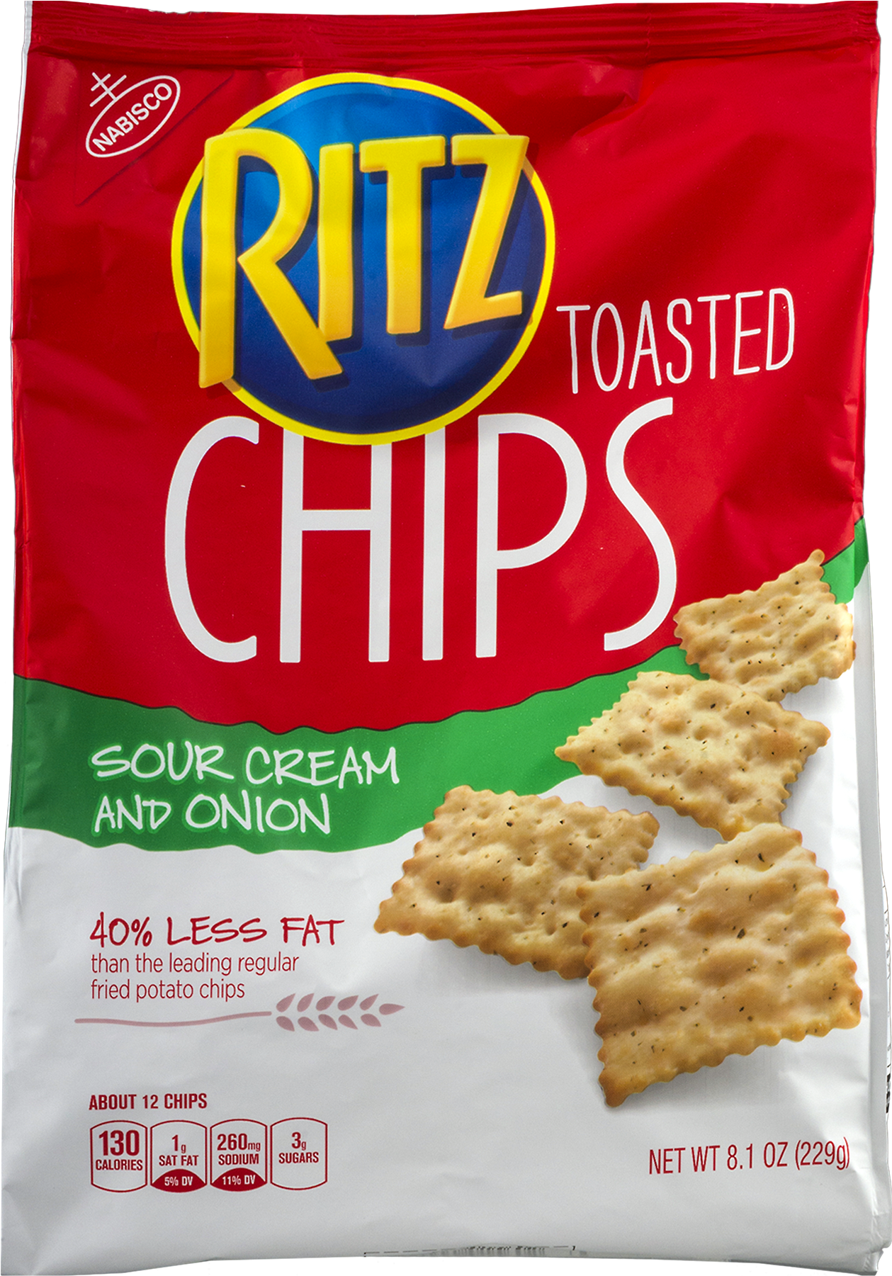 Nabisco Ritz Sour Cream And Onion Toasted Chips - Ritz Toasted Chips, Sour Cream And Onion - 8.1 Oz (1800x1800), Png Download