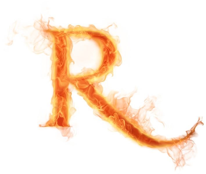 R Fire Png Jpg Black And White Stock - Fire Letter R Png (709x600), Png Download