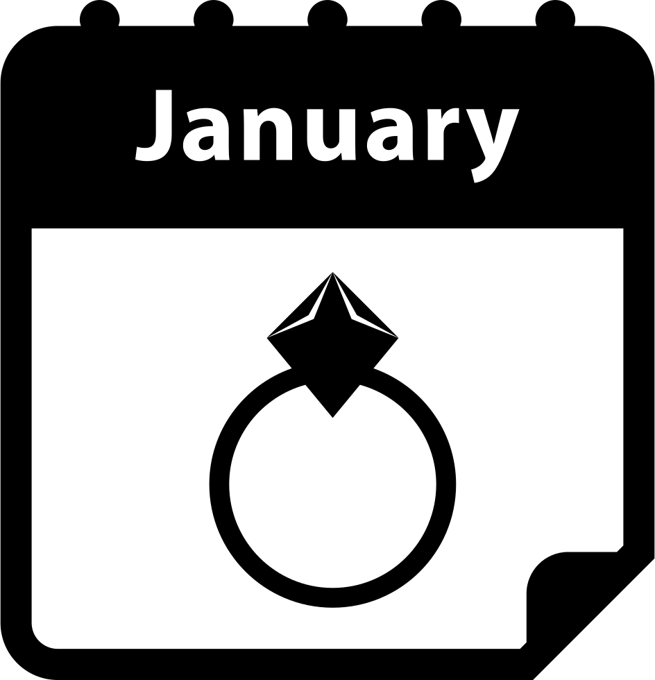 Engagement Ring Reminder January Day On Calendar Interface - Saturday Calendar Icon Png (944x980), Png Download