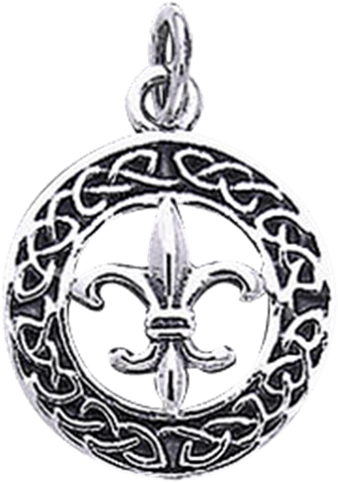Celtic Knotwork Fleur De Lis Charm - Pendant (555x555), Png Download