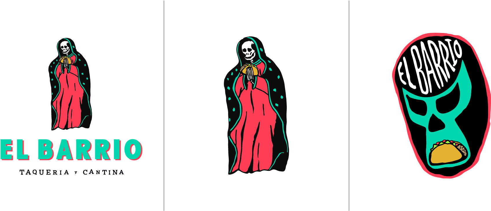 Including A Dead Madonna Holding A Taco And A Luchador - Illustration (1920x843), Png Download