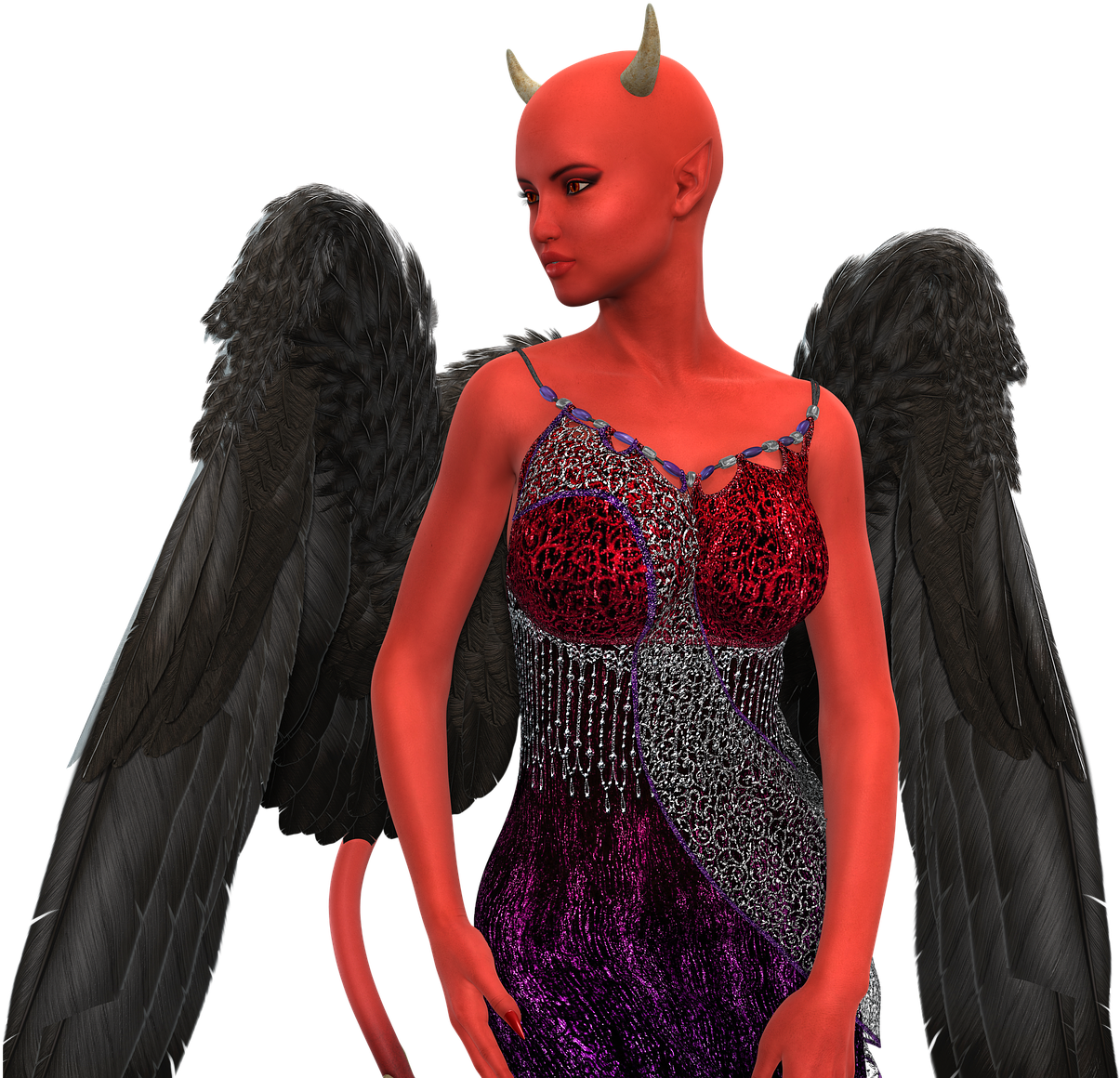 Woman, Devil, Female, Hell, Face, Body, Femininity - Halloween Costume (678x720), Png Download