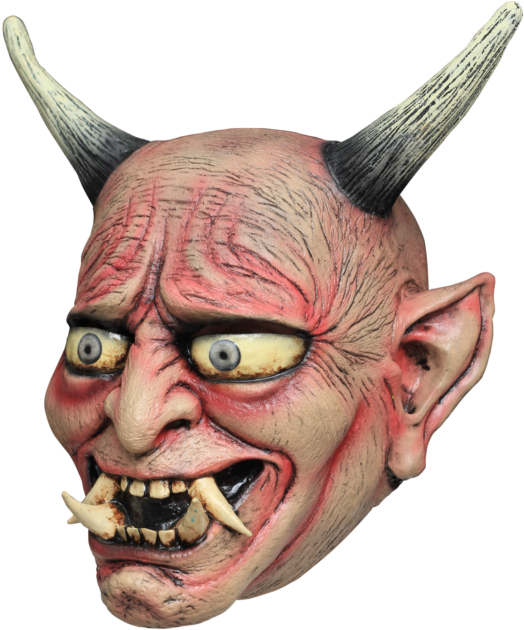 Japanese Kabuki Hannya Devil Ghoulish Deluxe Adult - Oni Demon Latex Mask (528x640), Png Download
