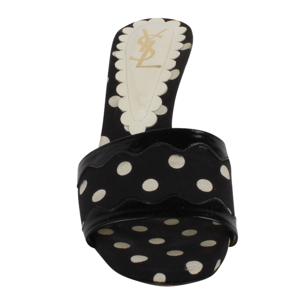 Yves Saint Laurent Black & White Sandals 2 Thumbnail - Polka Dot (620x620), Png Download