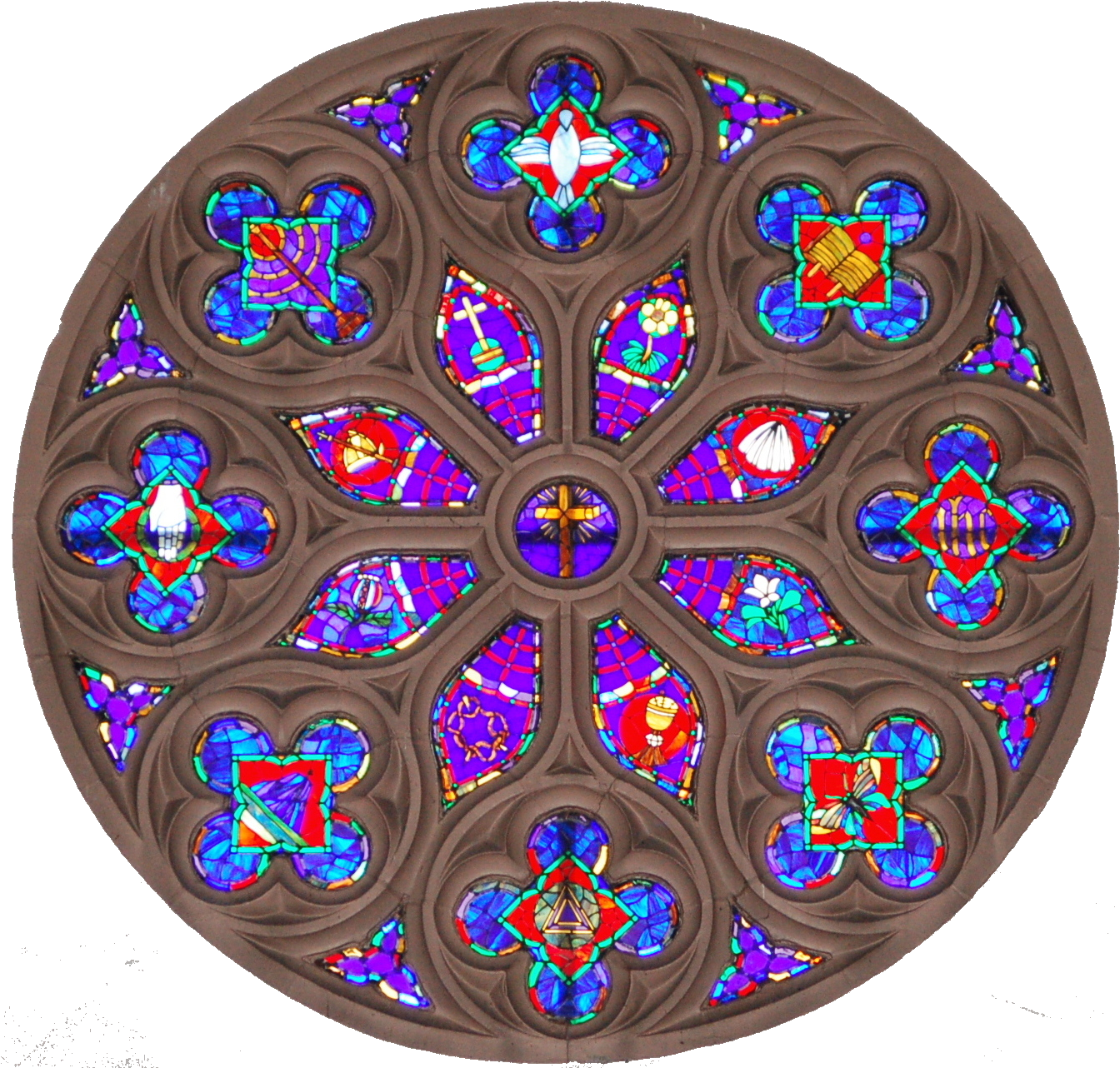 The Rose Window - Stained Glass (1354x1293), Png Download