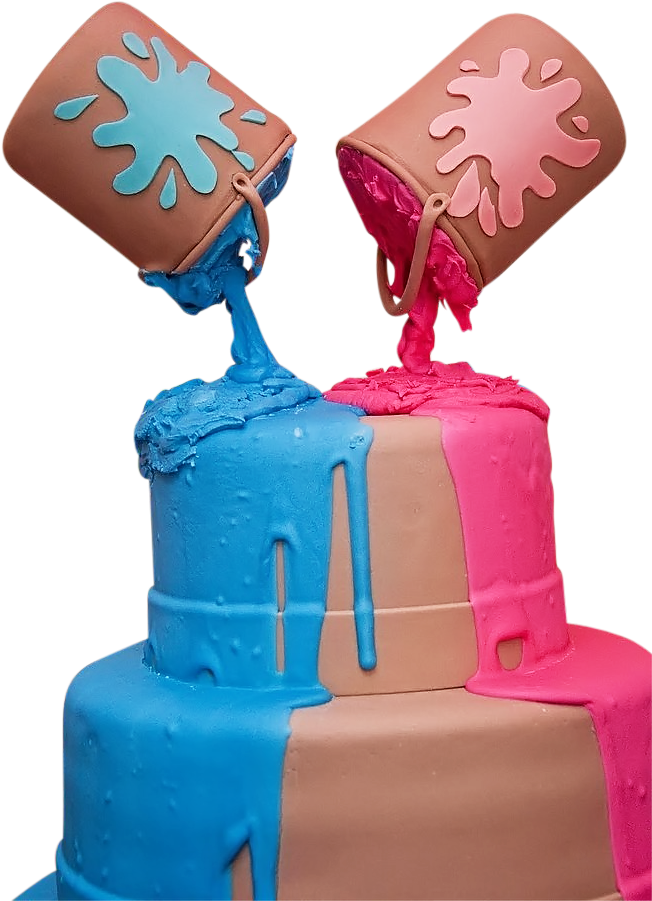 Paint Cans Cake - Paint Can Gender Reveal Cake (680x1024), Png Download