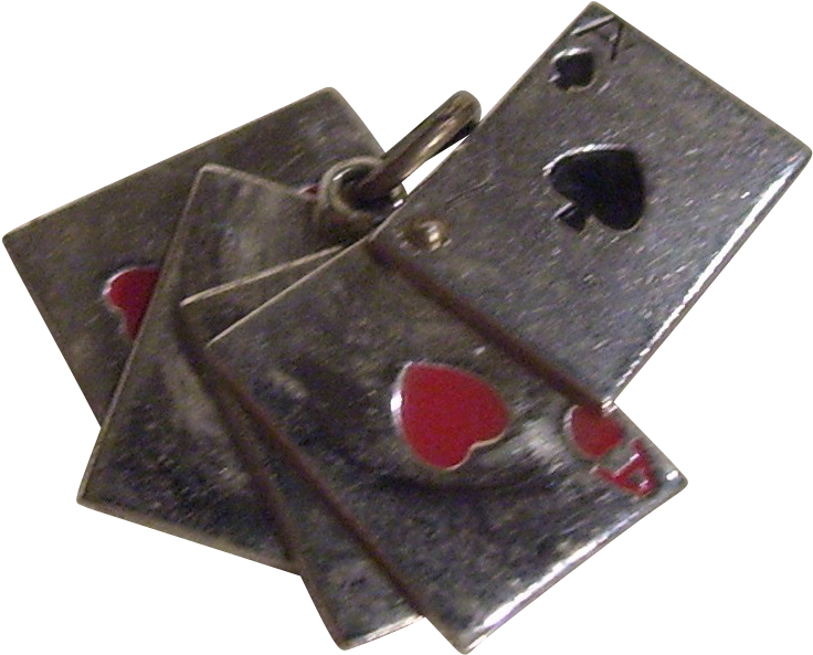 Sterling Enamel Deck Of Cards Slider Charm 4 Aces & - Earrings (801x801), Png Download