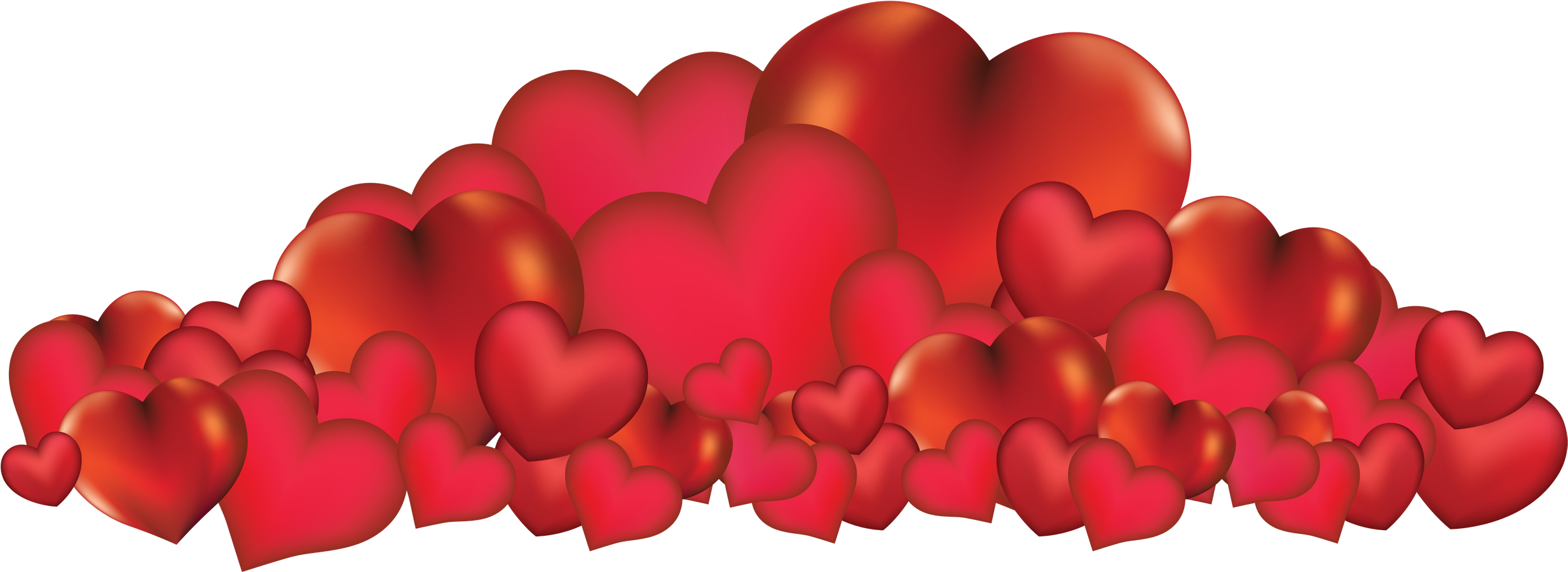 Bunch Of Heart Png Clipart - Bunch Of Hearts Png (2500x921), Png Download