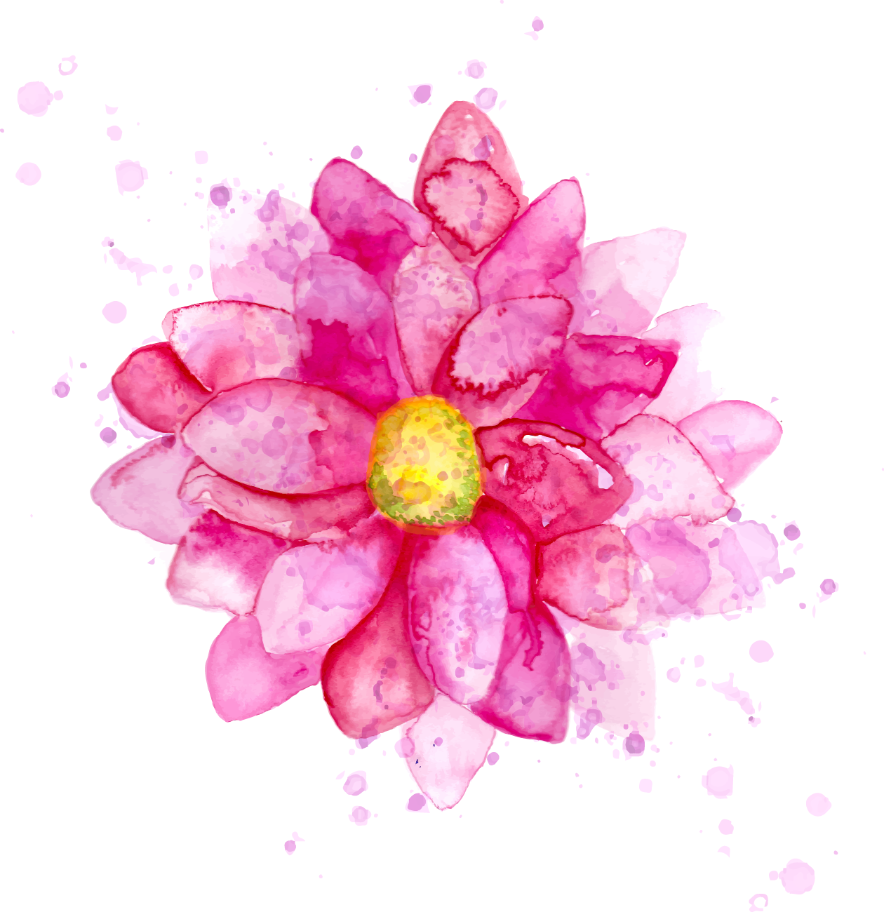 Watercolour Flowers Painting Ink - Water Flower Color Png (1260x1300), Png Download