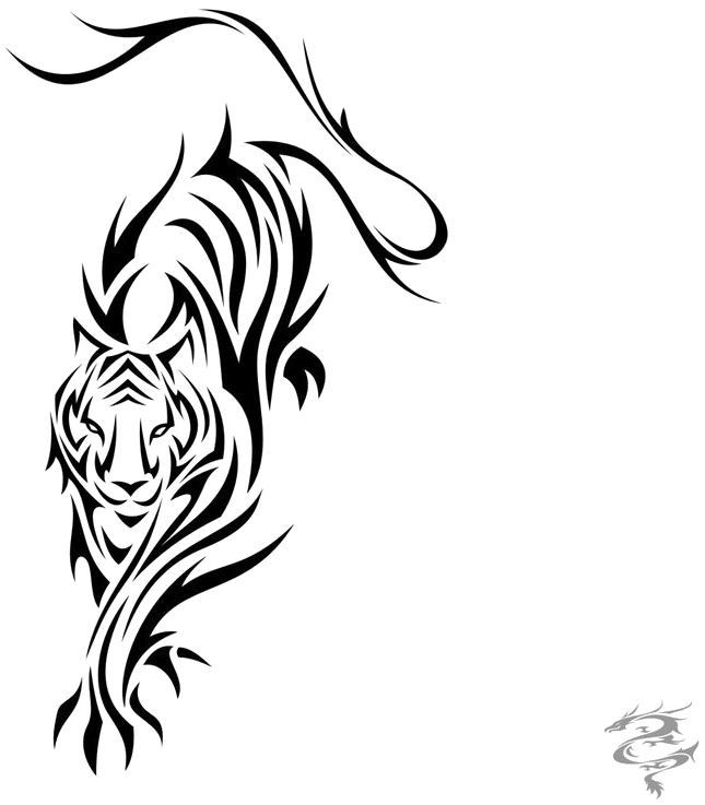 Tiger Tattoos Png Clipart - Tiger Tribal Tattoo (900x765), Png Download