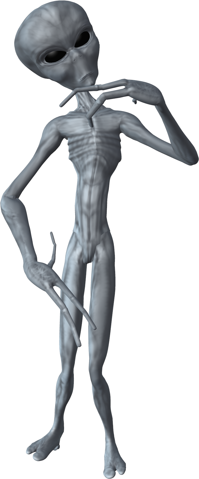 Thinking Alien - Grey Alien Png (1882x1920), Png Download