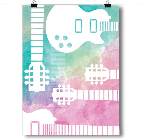 Guitar Silhouette - Inspired Posters Guitar Silhouette - Watercolor Poster (600x600), Png Download