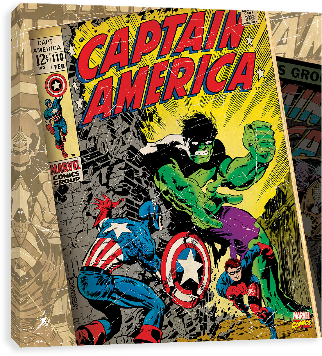 Captain America With Hulk - Marvel Comics Retro: Captain America Comic Book Cover (1280x1280), Png Download