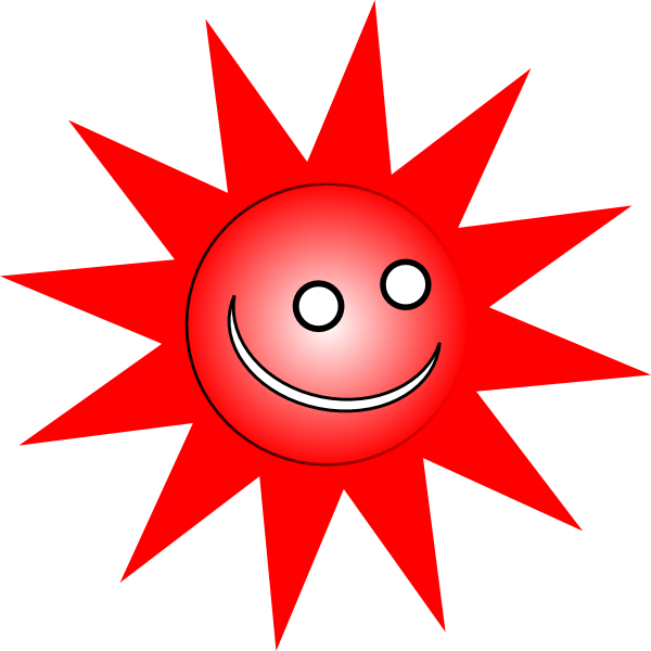 Smiley Red Sun Svg Clip Arts 600 X 600 Px (600x600), Png Download