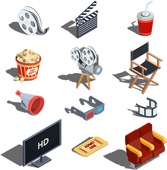 Vector Set Of Isometric Illustrations Making Movies - Elementos Para Hacer Una Pelicula (360x360), Png Download