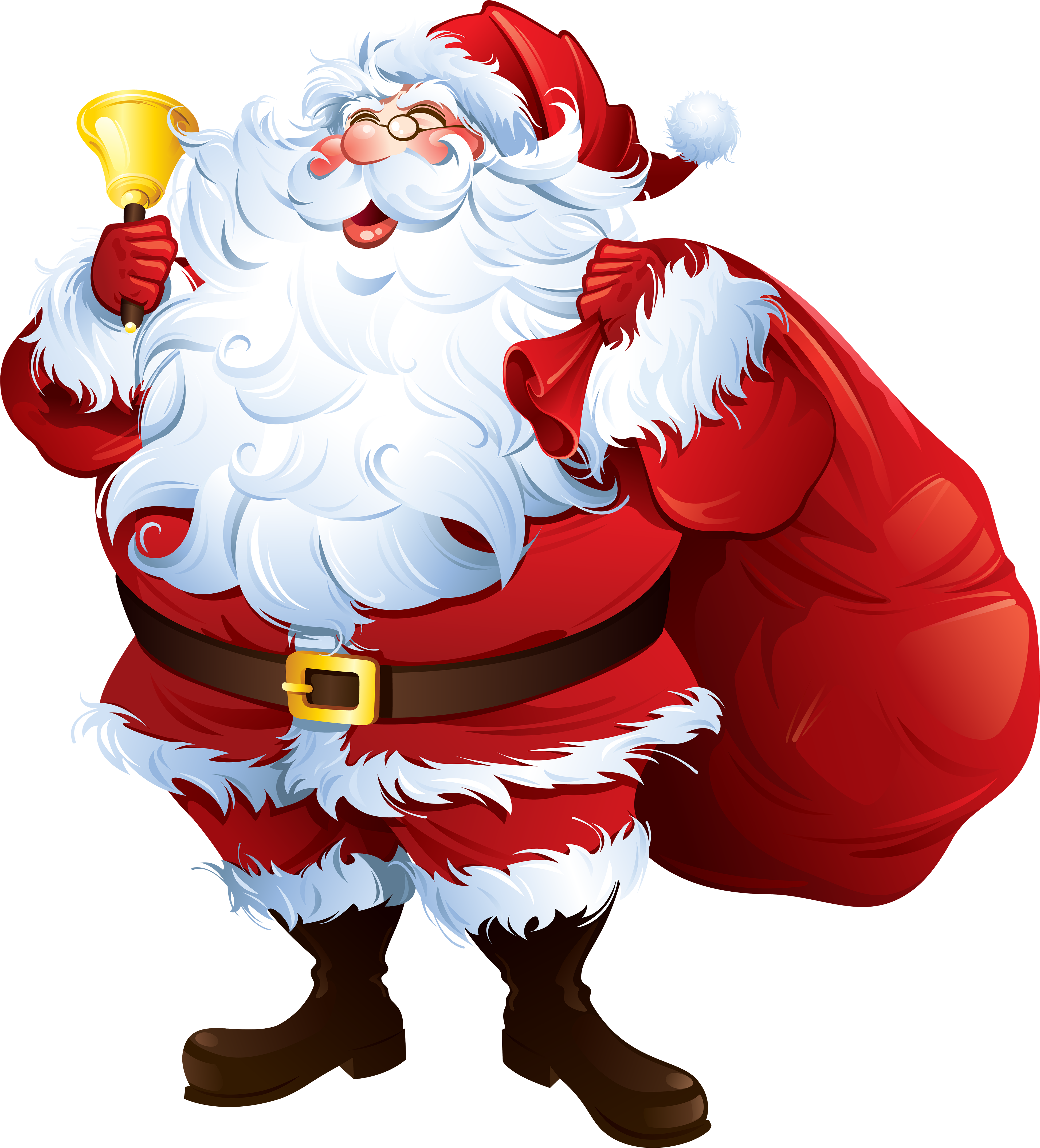 Santa Claus With Bell And Bag Png Clipart - Santa Claus With Bell (4000x4416), Png Download