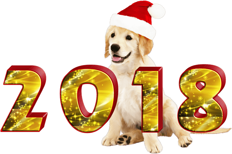 2018 Dancing Transparent Png - Happy New Year 2018 Dog Png (826x521), Png Download
