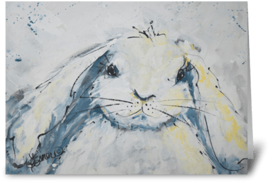 Snow Bunny Greeting Card - Rabbit (424x349), Png Download