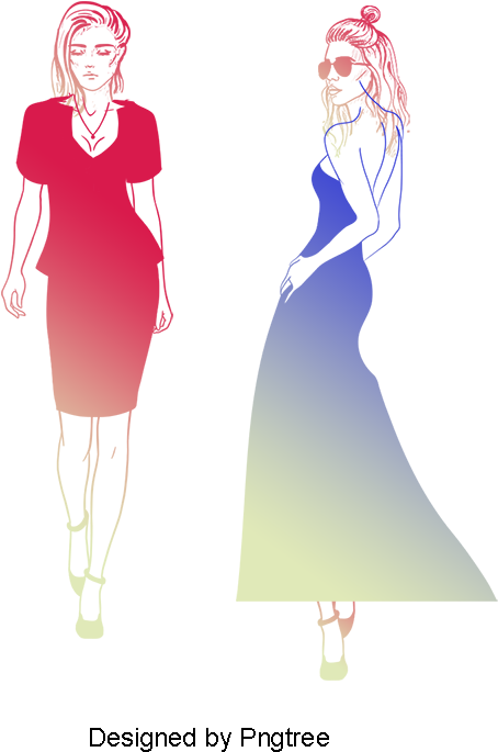 Female Fashion Illustrator Vector Material, Trend Figures, - Illustration (800x800), Png Download