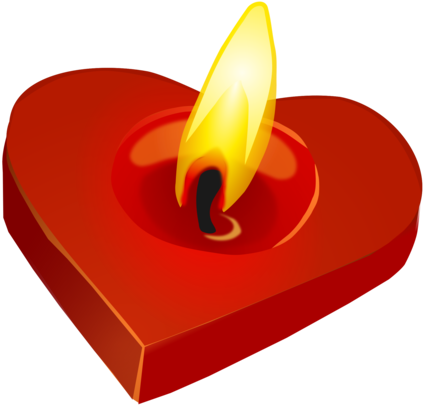 Candle Burning Heart Flame Valentine's Day (530x750), Png Download