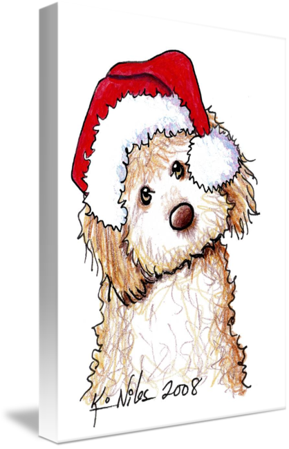 Phantom Doodle Santa By Kim Niles - Christmas Dog Drawing (418x650), Png Download