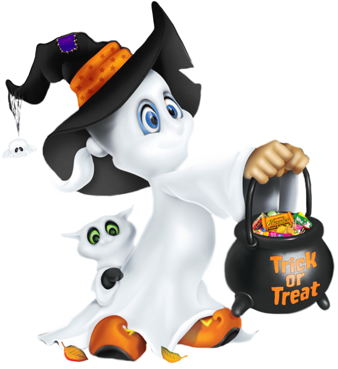 Cute Halloween Ghost Clipart (1200x1277), Png Download