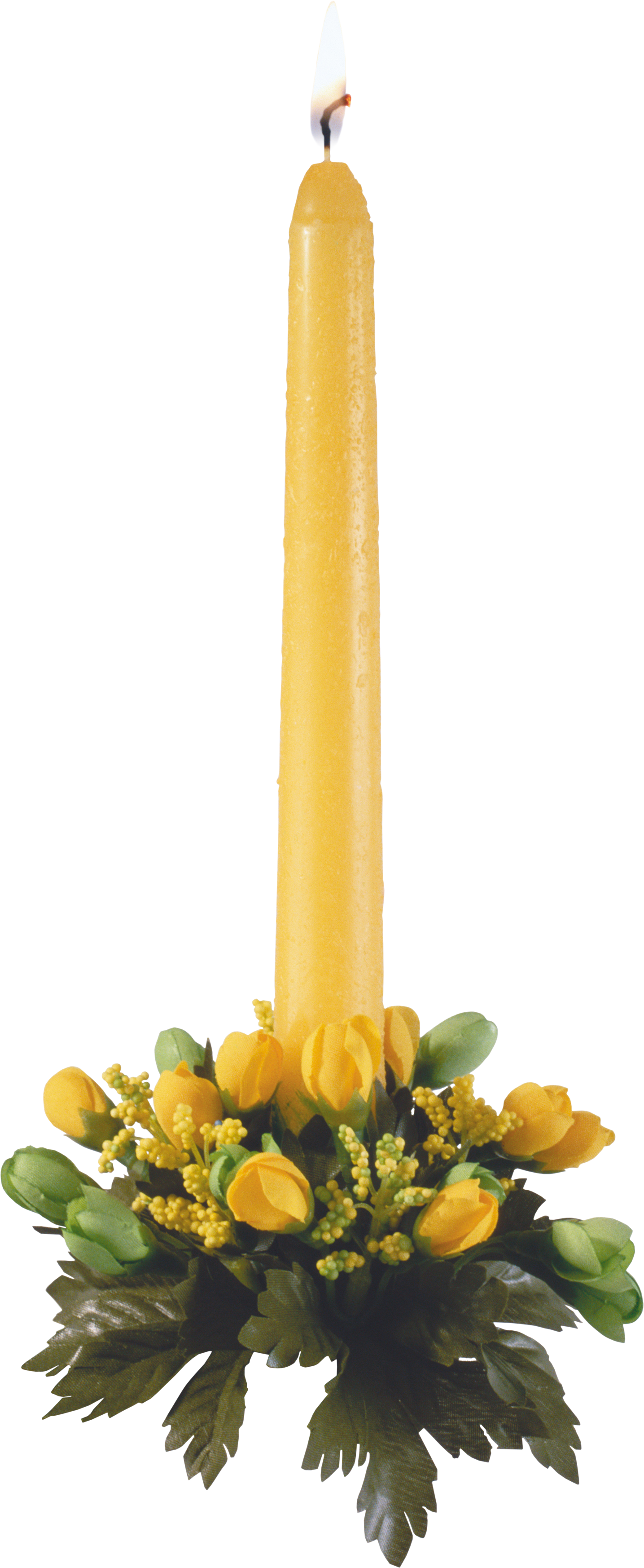 Christmas Candle's Png Image - Candle With Flower Png (1435x3490), Png Download