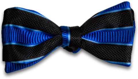 Black And Blue Striped Mogador Silk Self Tie Bow Tie - Motif (480x319), Png Download