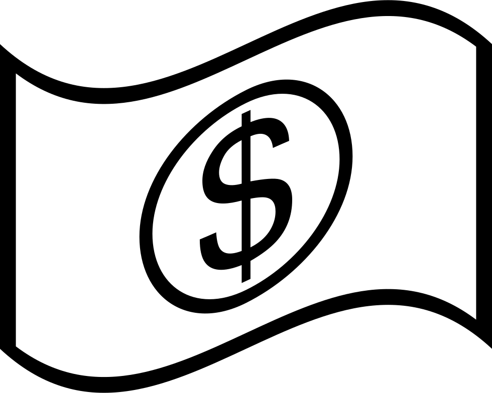 One Dollar Bill - Dollar Bill Clip Art Black And White (980x784), Png Download
