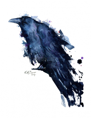 Raven Watercolor (380x380), Png Download