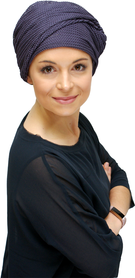 Elegant Purple Chemo Hat Turban - Ladies Fashion Head Turbans (667x1000), Png Download