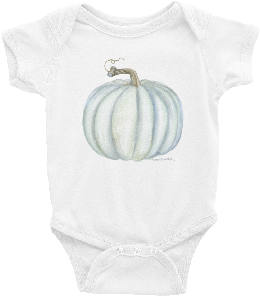 Teal Gray Pumpkin Watercolor Infant Bodysuit - Hatchesandmatches Baby Bear Personalized Bodysuit - (1000x1000), Png Download
